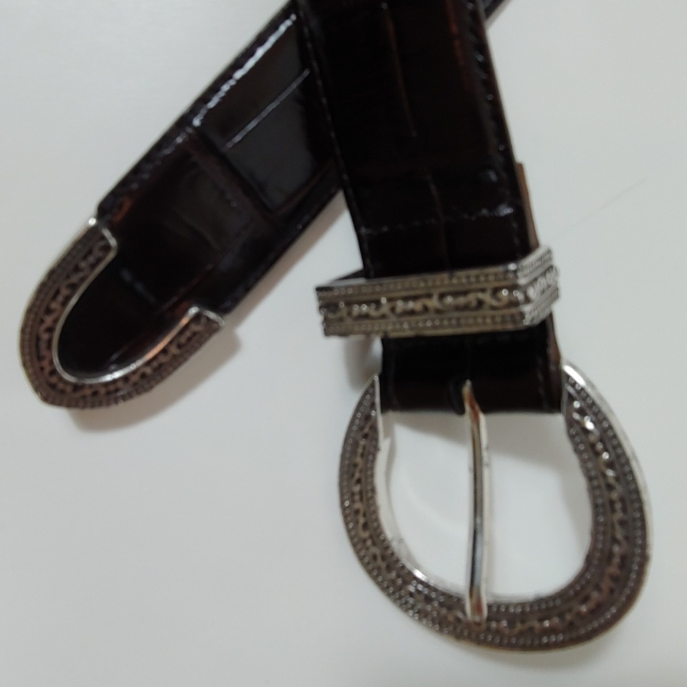 Brighton brown leather & pink suade belt sz L - Picture 2 of 5
